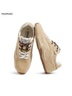 Women's Retro Suede Fashion Sneakers Thin Sole Casual Walking Shoes